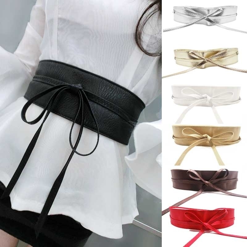 1PC Women Lady Metallic Color Soft Leather Wide Belt