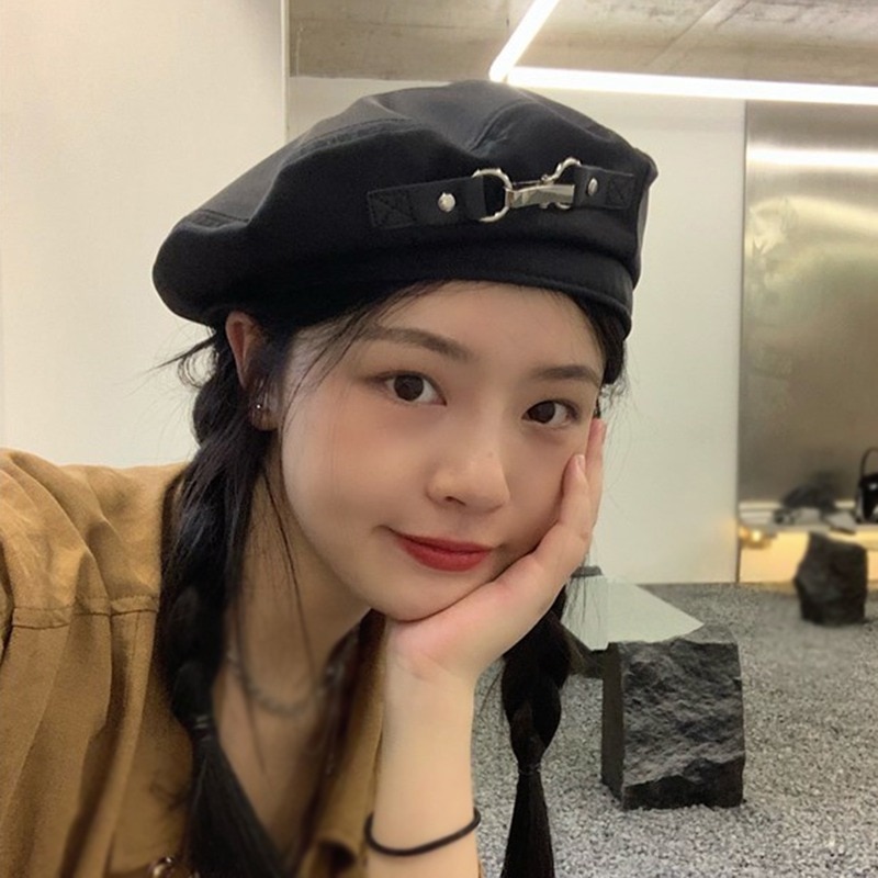 Autumn-Beret-Bucket-Hat-Harajuku-Punk-Gothic-Metal-Ring-PU-Belt-Chain-Black-Hat-MenChic-Streetwear-1