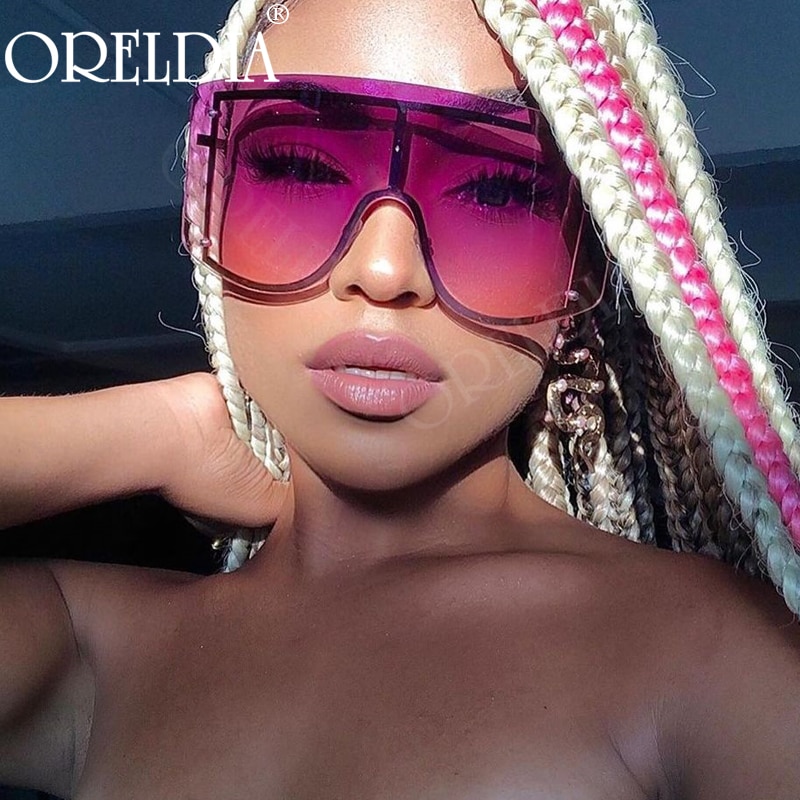 Oversized Women Blue Yellow Gradient Sunglasses