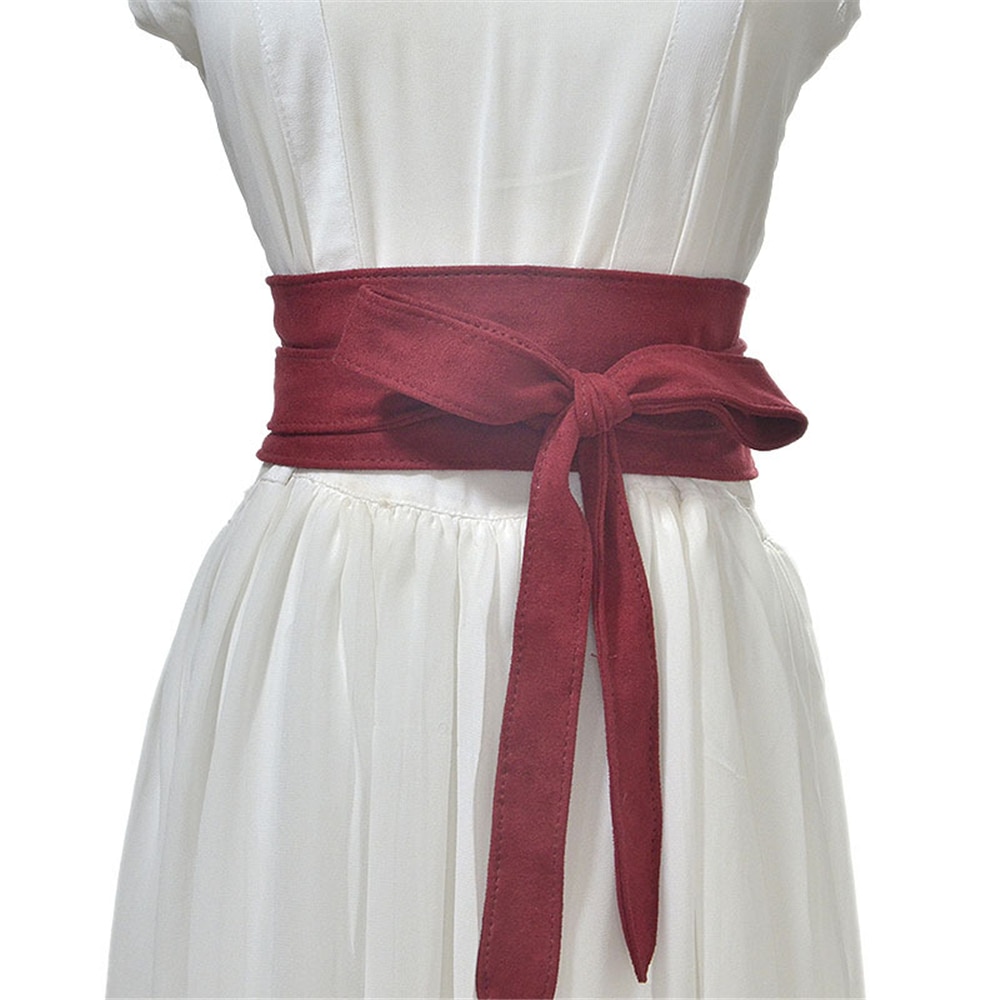 Women's Soft Velvet Wrap Around Obi Belt Waist Wide Belt
